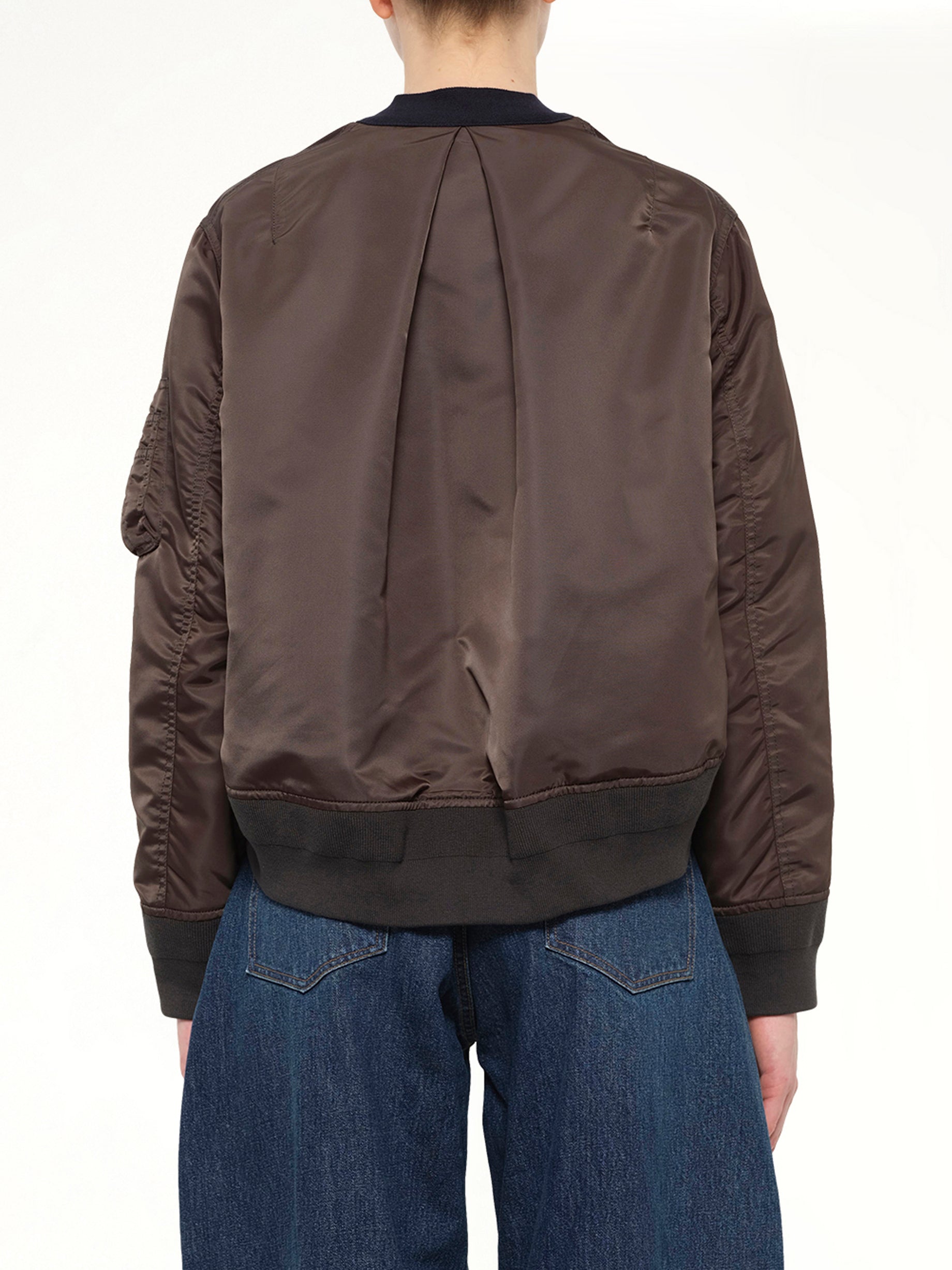 Nylon Twill x Cotton Knit Cardigan in Navy/Dark Khaki