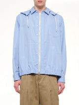 Poplin Hoodie in Light Blue Stripe