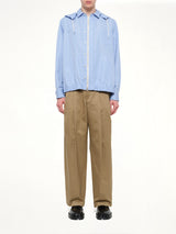 Poplin Hoodie in Light Blue Stripe