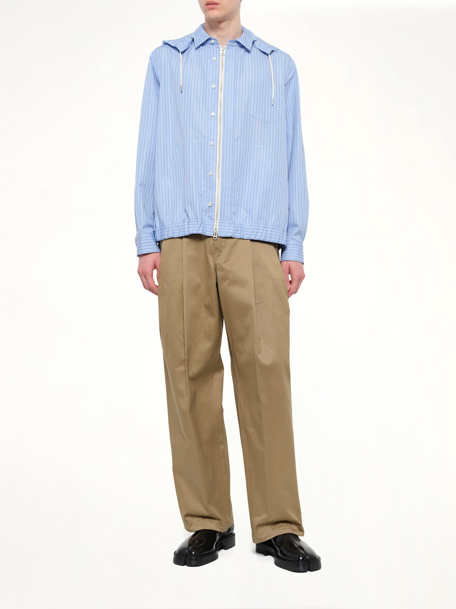 Poplin Hoodie in Light Blue Stripe