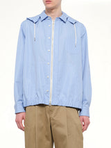 Poplin Hoodie in Light Blue Stripe
