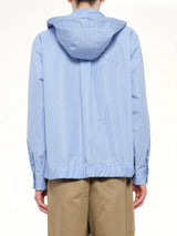 Poplin Hoodie in Light Blue Stripe