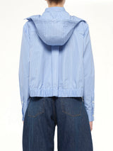 Womens Poplin Hoodie in Light Blue Stripe