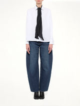 Poplin Shirt with Tie in Off White
