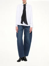 Poplin Shirt with Tie in Off White