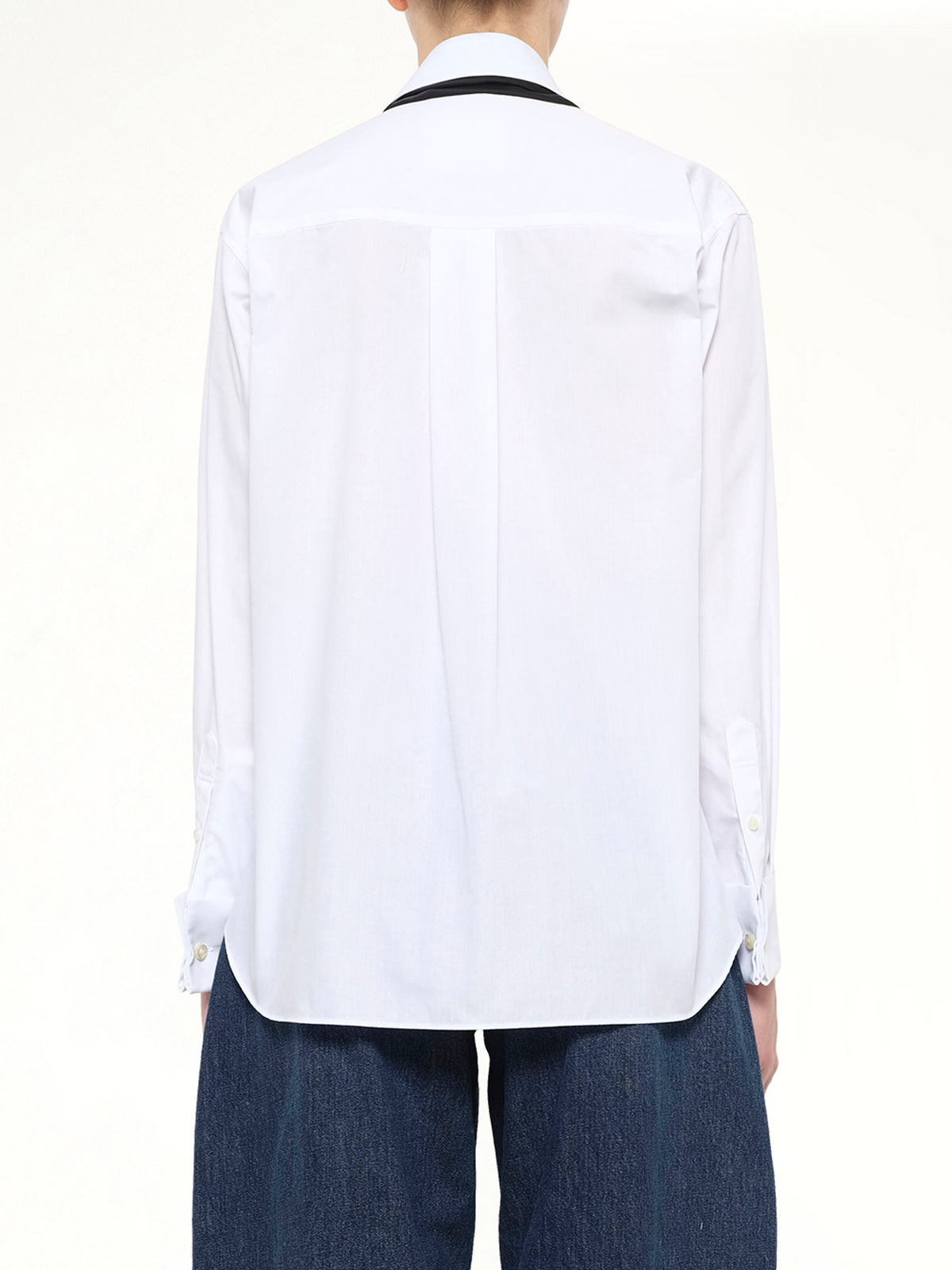 Poplin Shirt with Tie in Off White