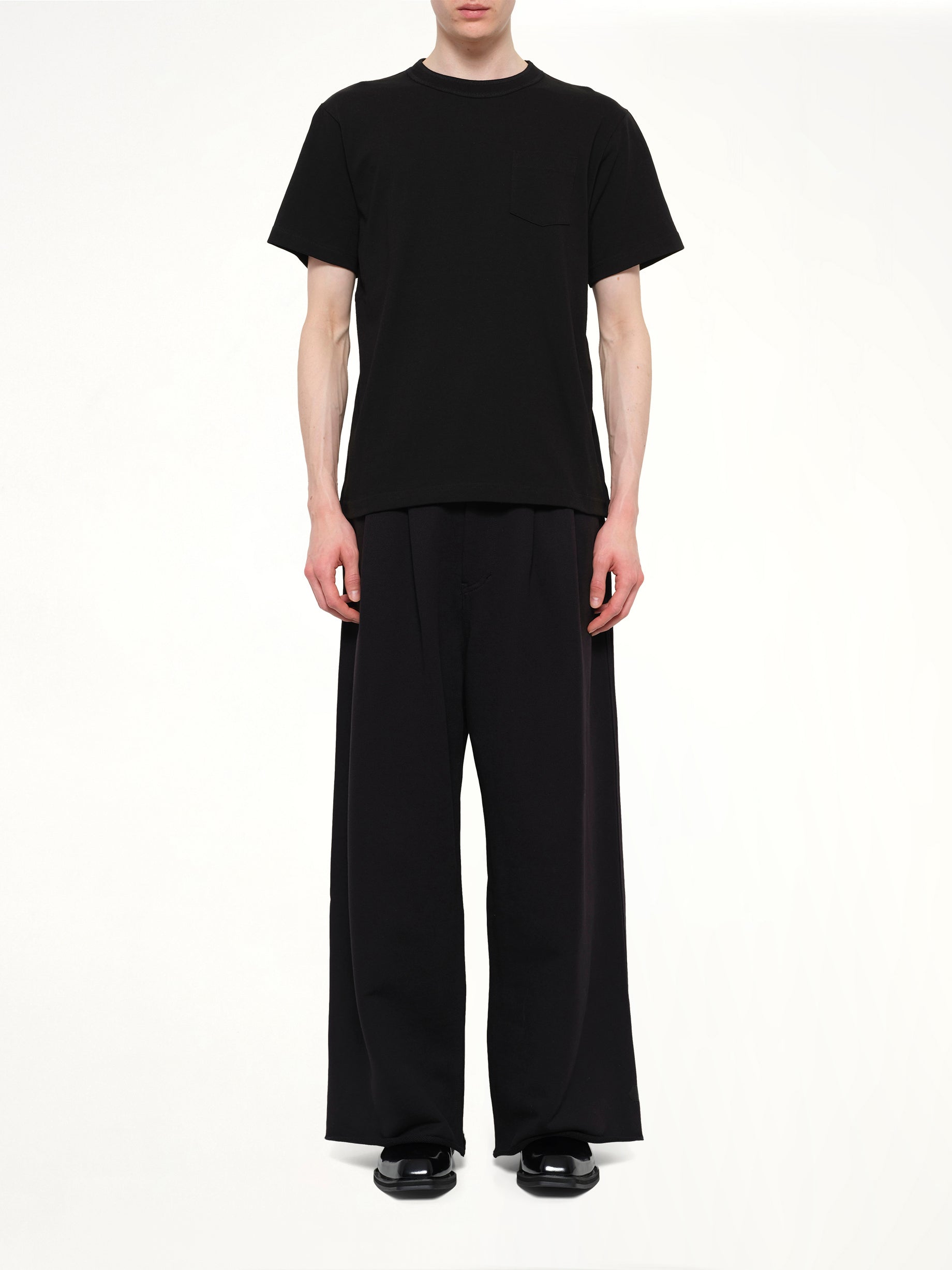 Side Zip Cotton T-Shirt in Black