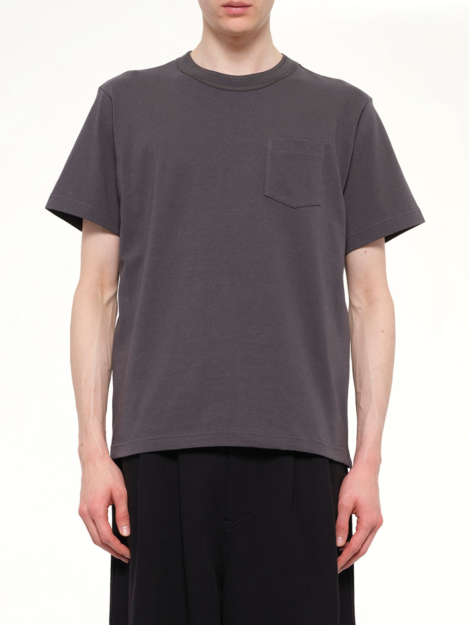 Side Zip Cotton T-Shirt in Charcoal Gray