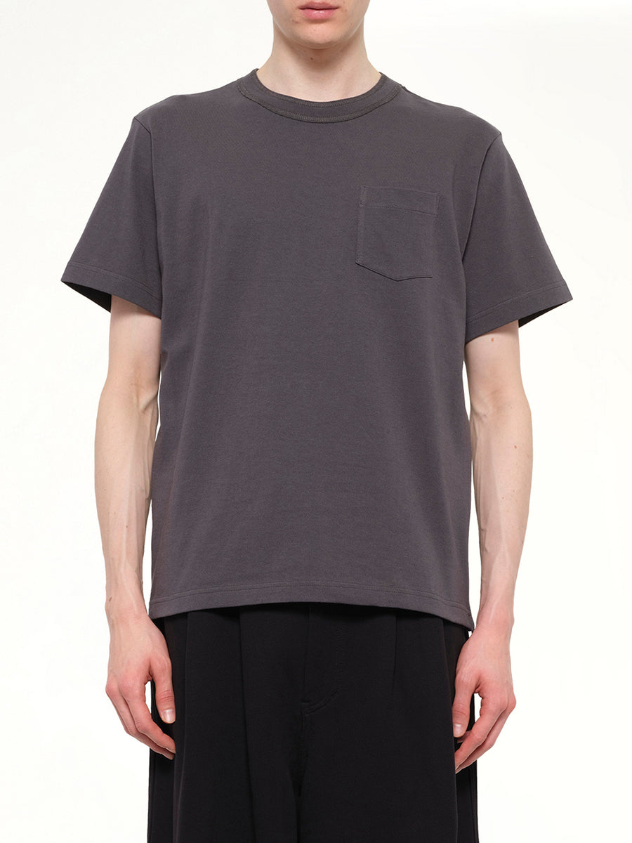 Side Zip Cotton T-Shirt in Charcoal Gray