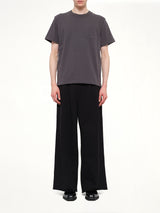 Side Zip Cotton T-Shirt in Charcoal Gray