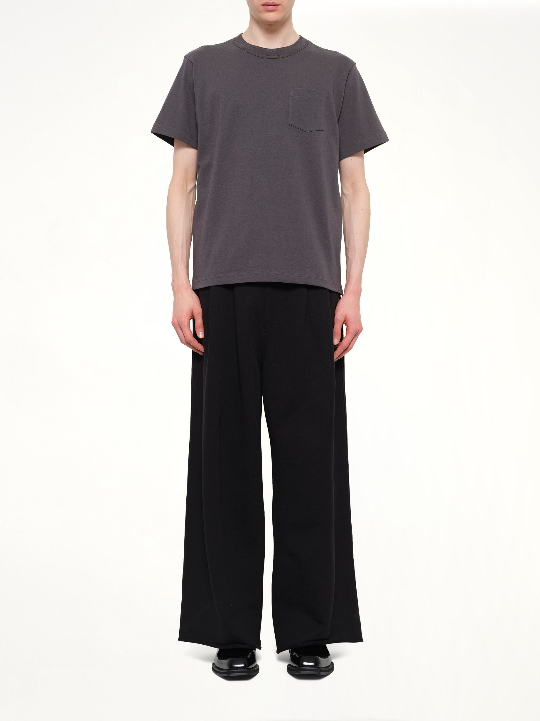 Side Zip Cotton T-Shirt in Charcoal Gray