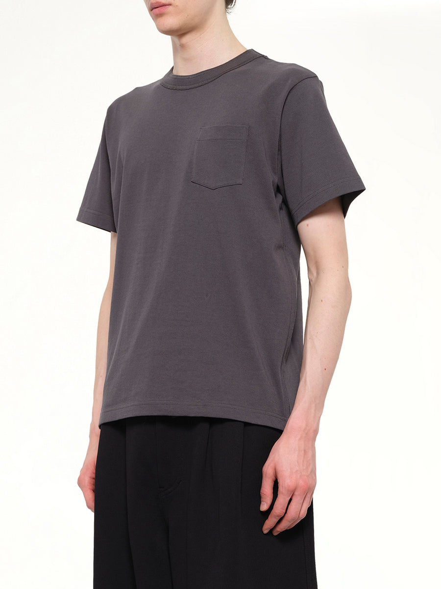Side Zip Cotton T-Shirt in Charcoal Gray