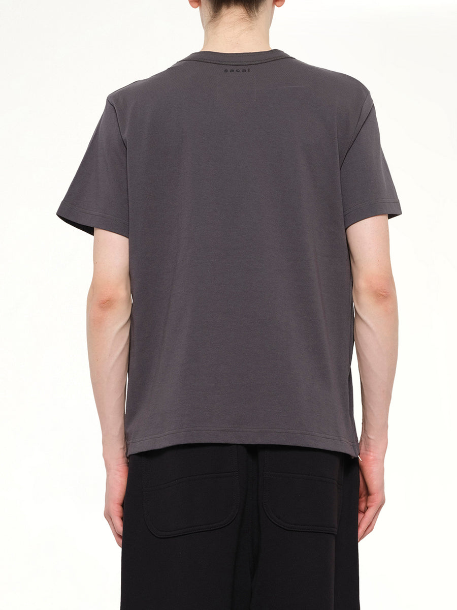 Side Zip Cotton T-Shirt in Charcoal Gray