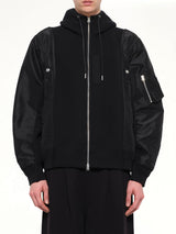 Sponge Sweat x Nylon Twill Hoodie in Black
