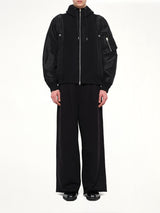 Sponge Sweat x Nylon Twill Hoodie in Black