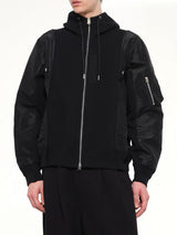 Sponge Sweat x Nylon Twill Hoodie in Black