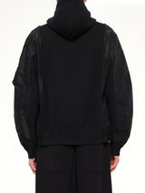 Sponge Sweat x Nylon Twill Hoodie in Black