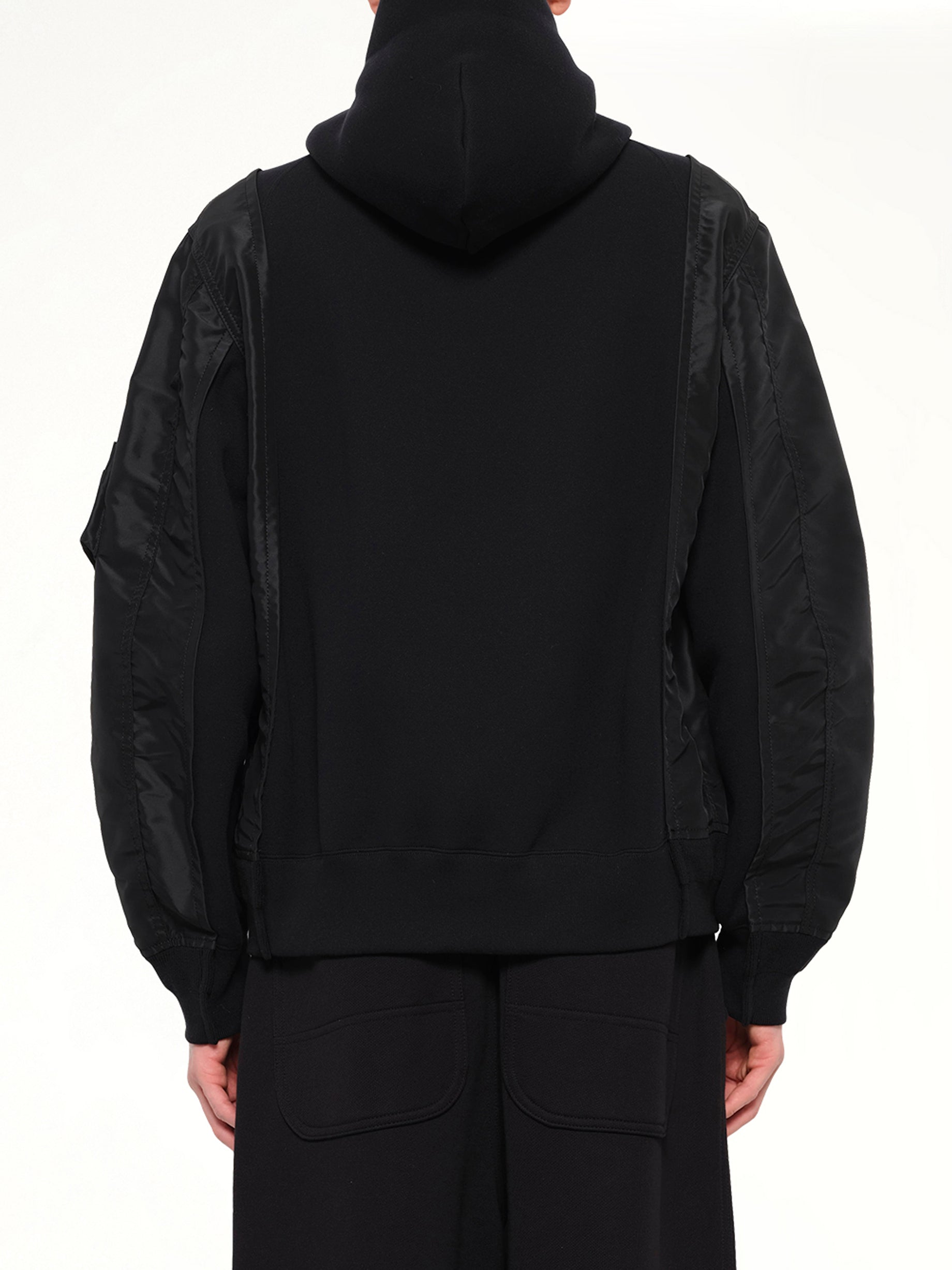 Sponge Sweat x Nylon Twill Hoodie in Black