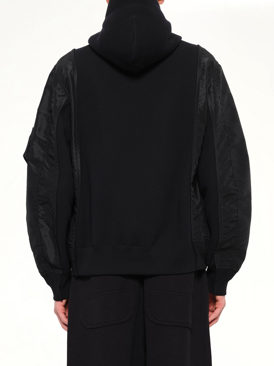 Sponge Sweat x Nylon Twill Hoodie in Black