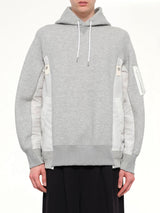 Sponge Sweat x Nylon Twill Hoodie in Light Gray