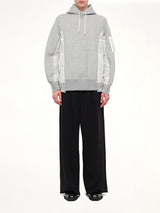 Sponge Sweat x Nylon Twill Hoodie in Light Gray