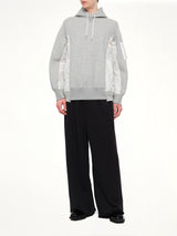 Sponge Sweat x Nylon Twill Hoodie in Light Gray