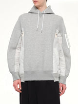 Sponge Sweat x Nylon Twill Hoodie in Light Gray