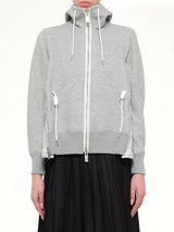 Sponge Sweat x Nylon Twill Hoodie in Light Gray