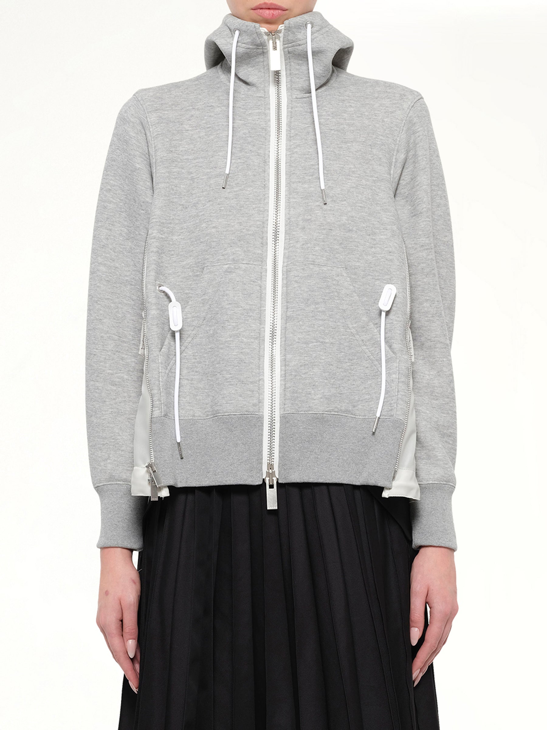 Sponge Sweat x Nylon Twill Hoodie in Light Gray