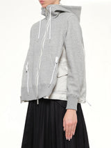 Sponge Sweat x Nylon Twill Hoodie in Light Gray