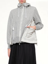 Sponge Sweat x Nylon Twill Hoodie in Light Gray