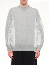 Sponge Sweat x Nylon Twill Sweatshirt in Light Gray