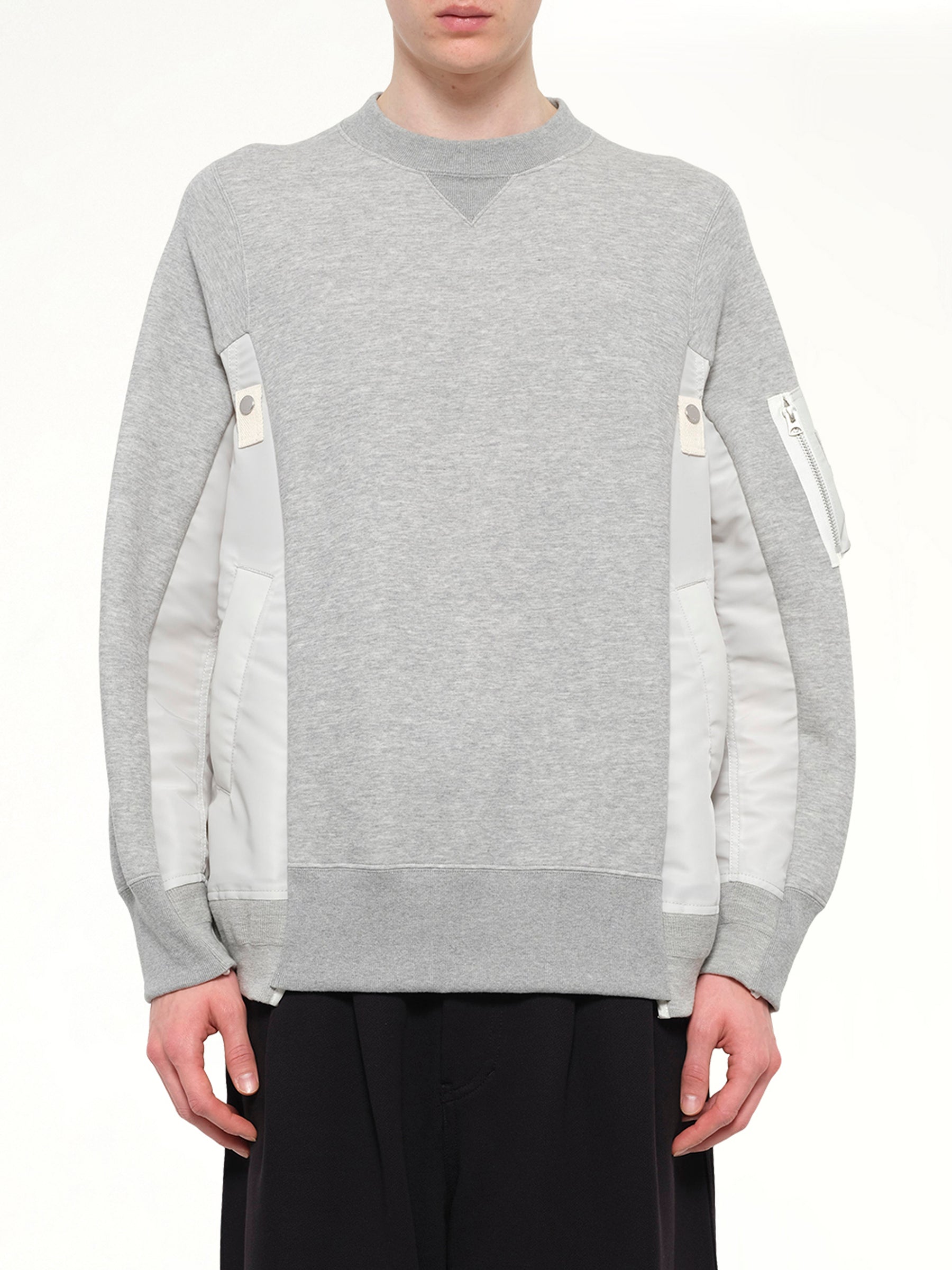 Sponge Sweat x Nylon Twill Sweatshirt in Light Gray