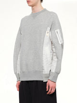 Sponge Sweat x Nylon Twill Sweatshirt in Light Gray