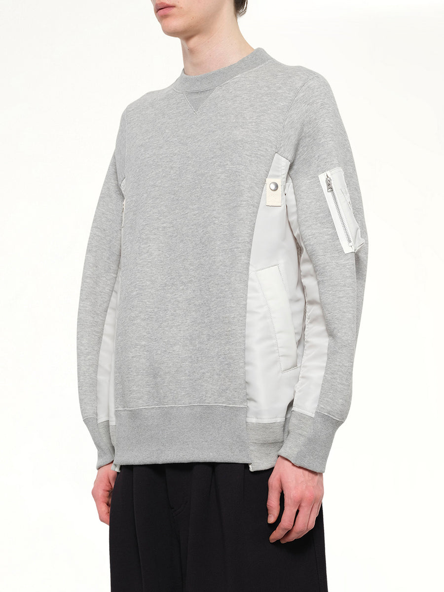 Sponge Sweat x Nylon Twill Sweatshirt in Light Gray
