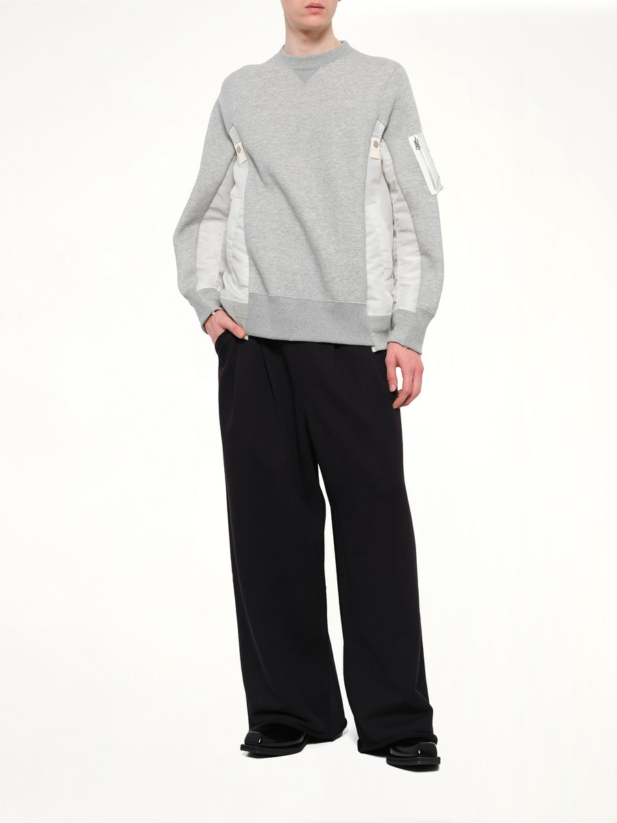 Sponge Sweat x Nylon Twill Sweatshirt in Light Gray