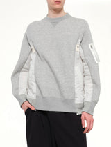 Sponge Sweat x Nylon Twill Sweatshirt in Light Gray