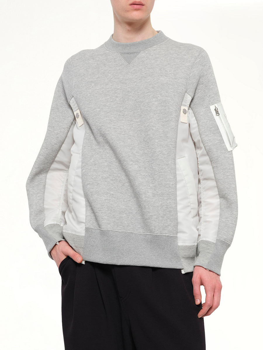 Sponge Sweat x Nylon Twill Sweatshirt in Light Gray
