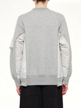 Sponge Sweat x Nylon Twill Sweatshirt in Light Gray