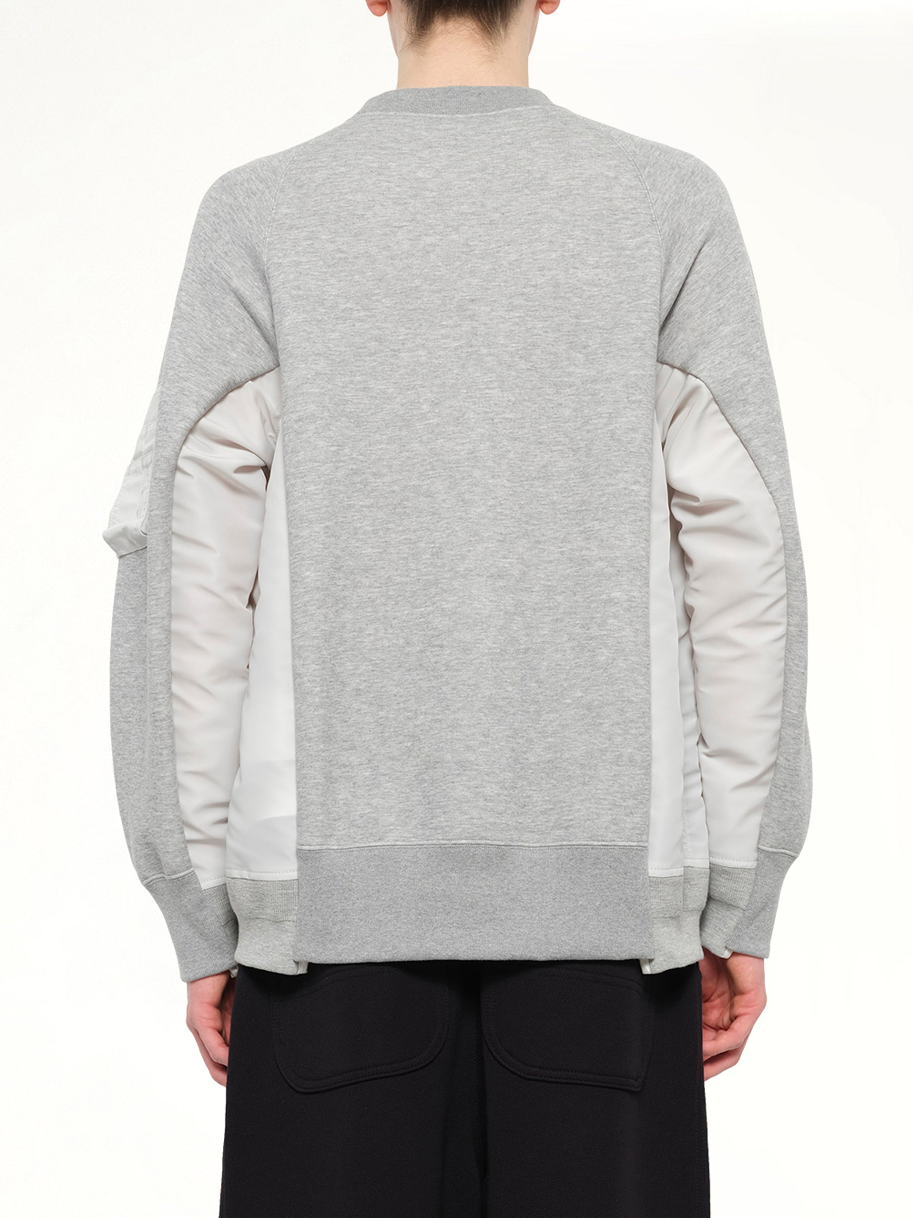 Sponge Sweat x Nylon Twill Sweatshirt in Light Gray