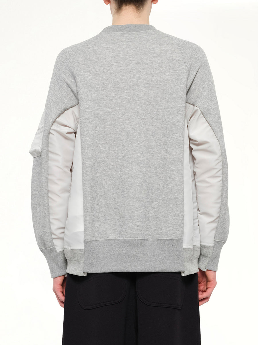 Sponge Sweat x Nylon Twill Sweatshirt in Light Gray