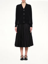 Wool Knit x Cotton Poplin Cardigan in Black