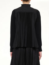 Wool Knit x Cotton Poplin Cardigan in Black
