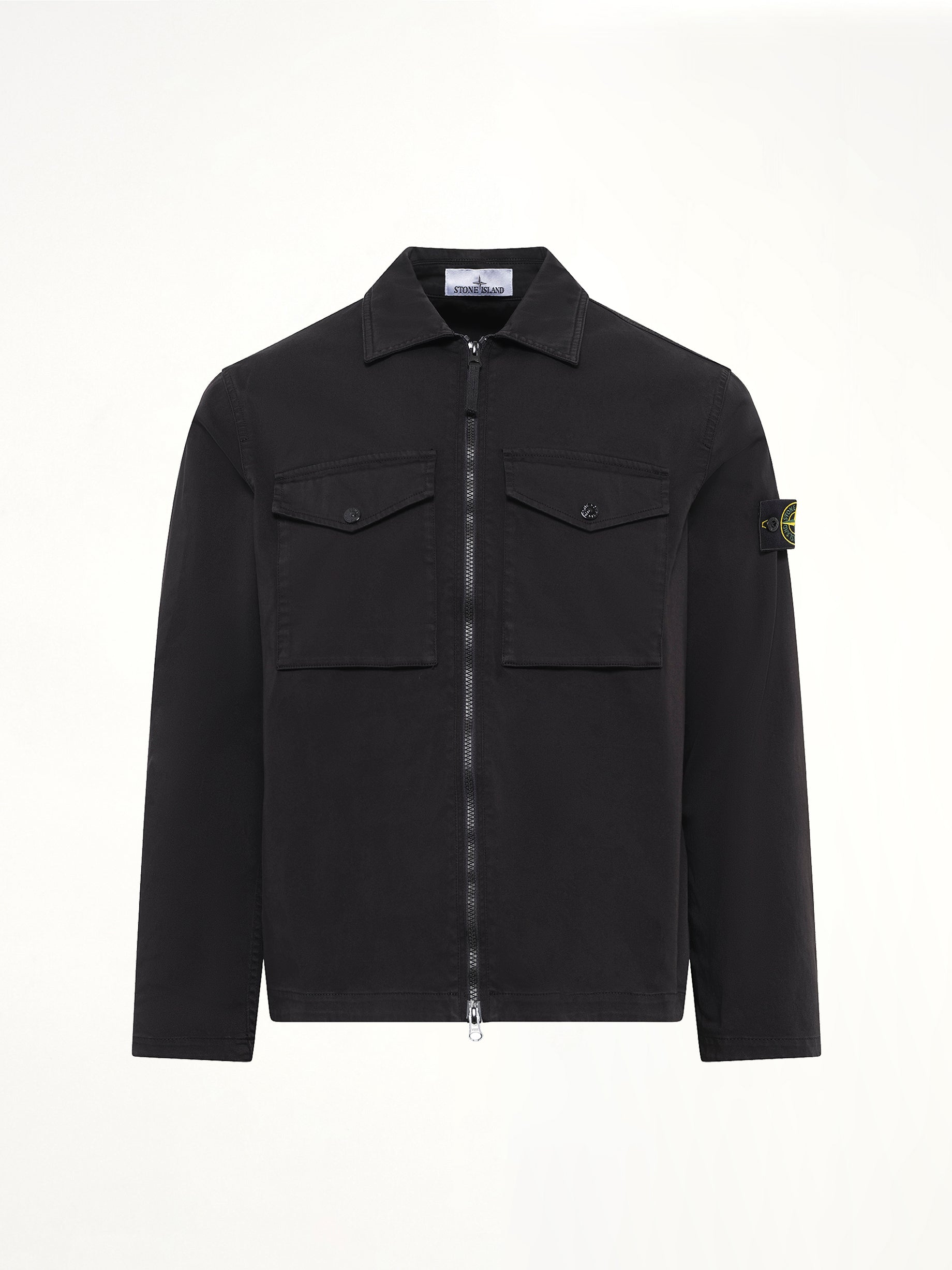 1200010 Cotton Zip-Up Shirt in Black