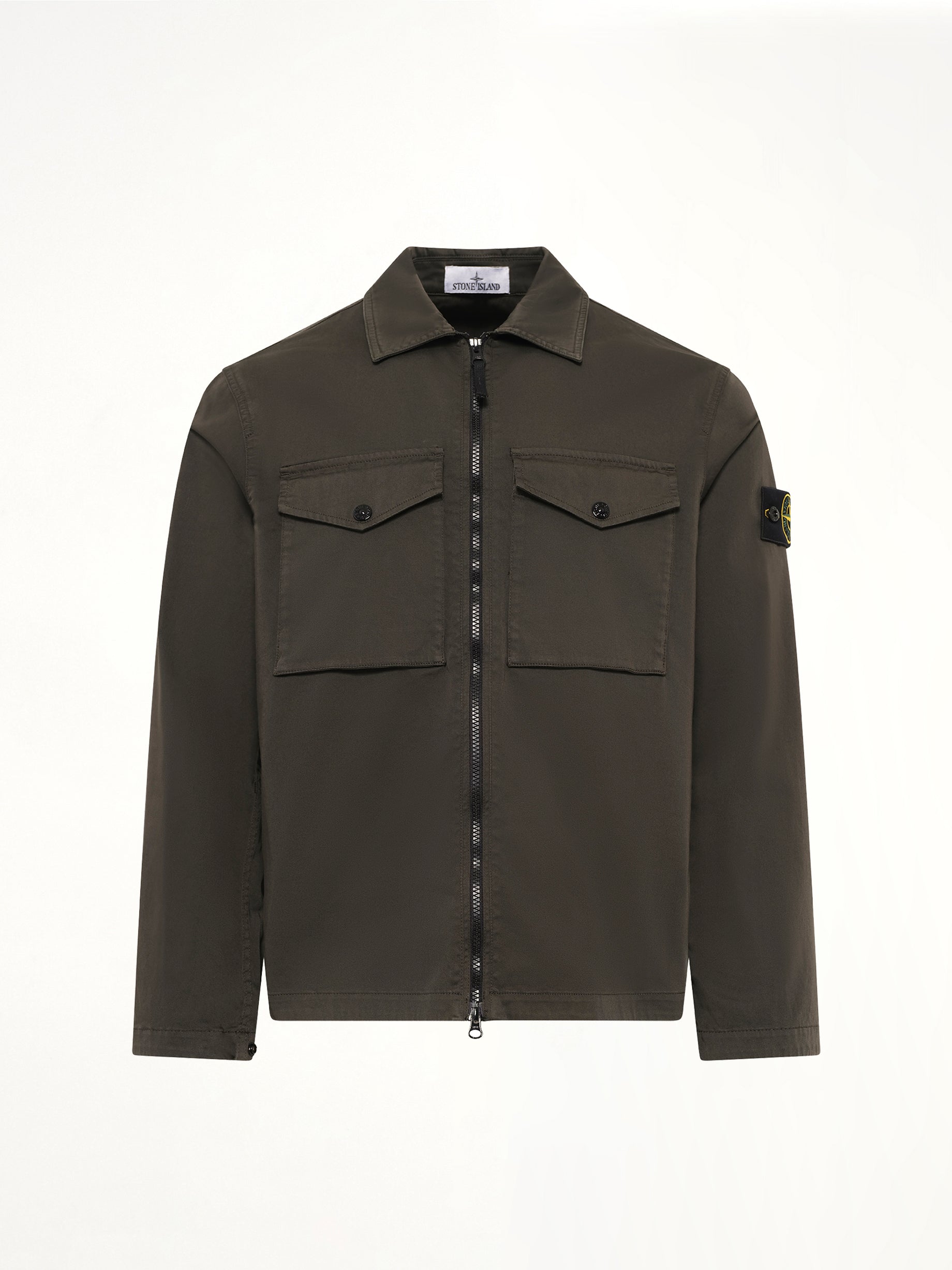 1200010 Cotton Zip-Up Shirt in Coal Grey