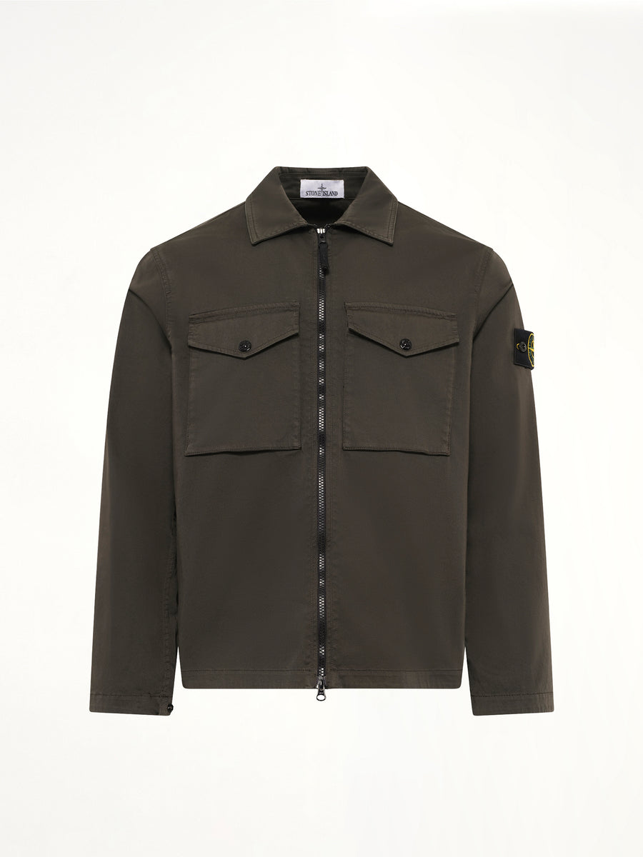 1200010 Cotton Zip-Up Shirt in Coal Grey