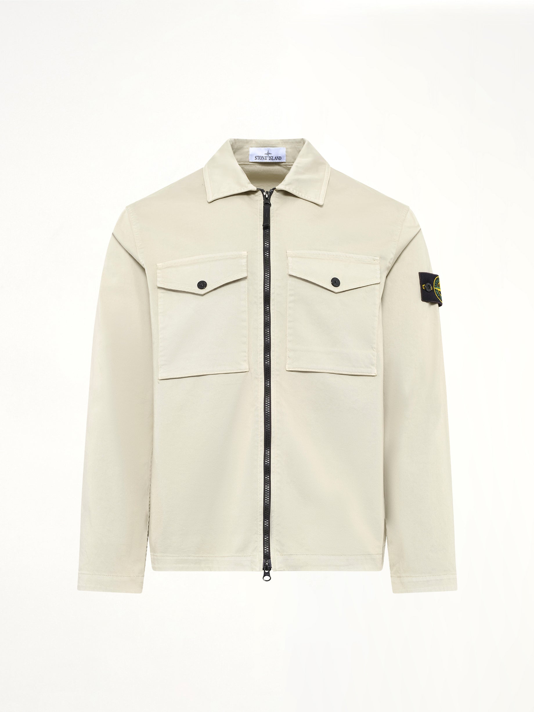 1200010 Cotton Zip-Up Shirt in Sand