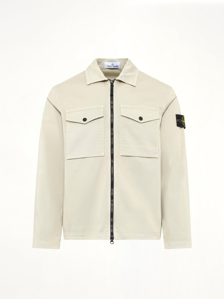 1200010 Cotton Zip-Up Shirt in Sand