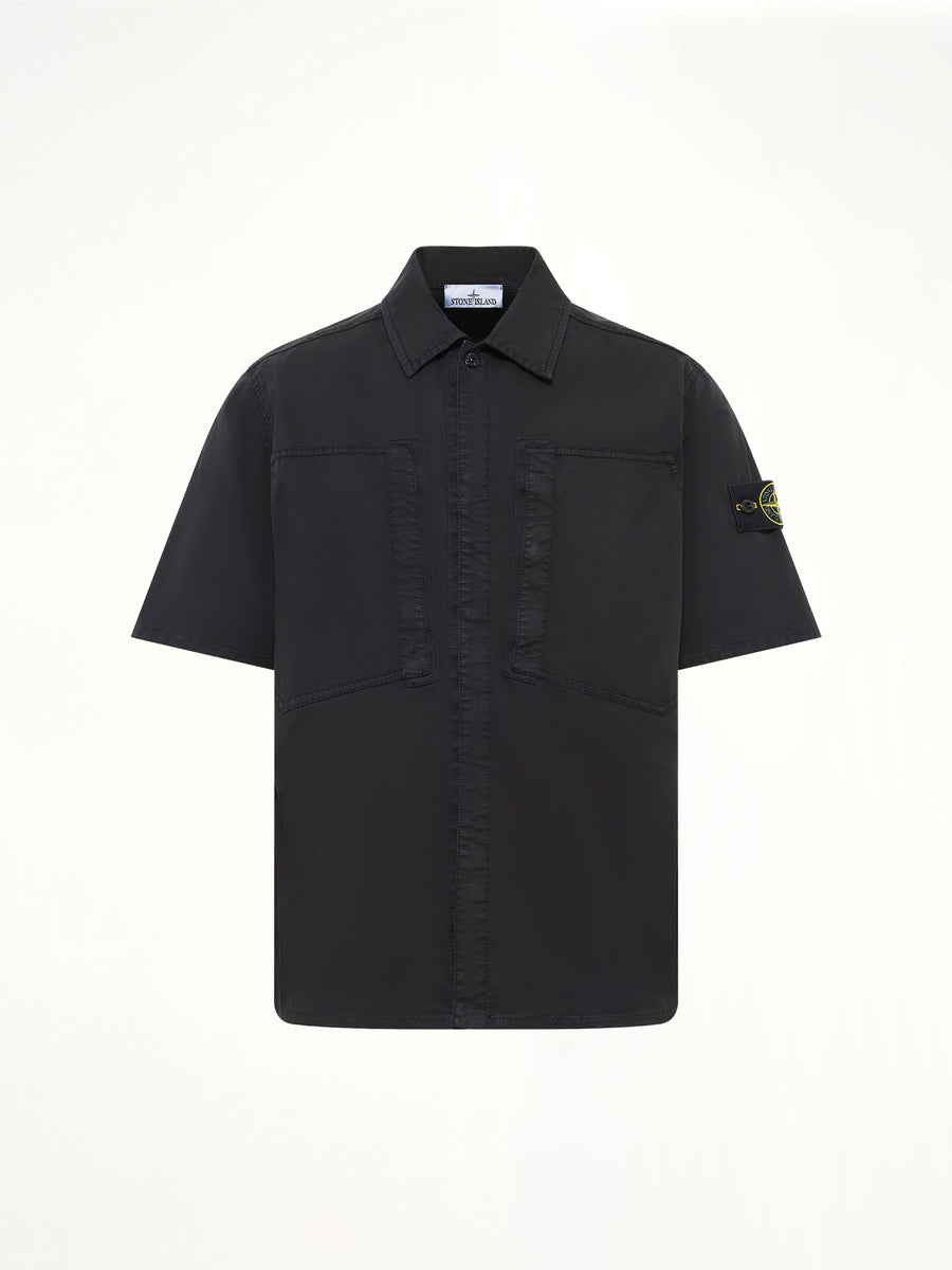 1200037 Stretch Organic Cotton SS Shirt in Black