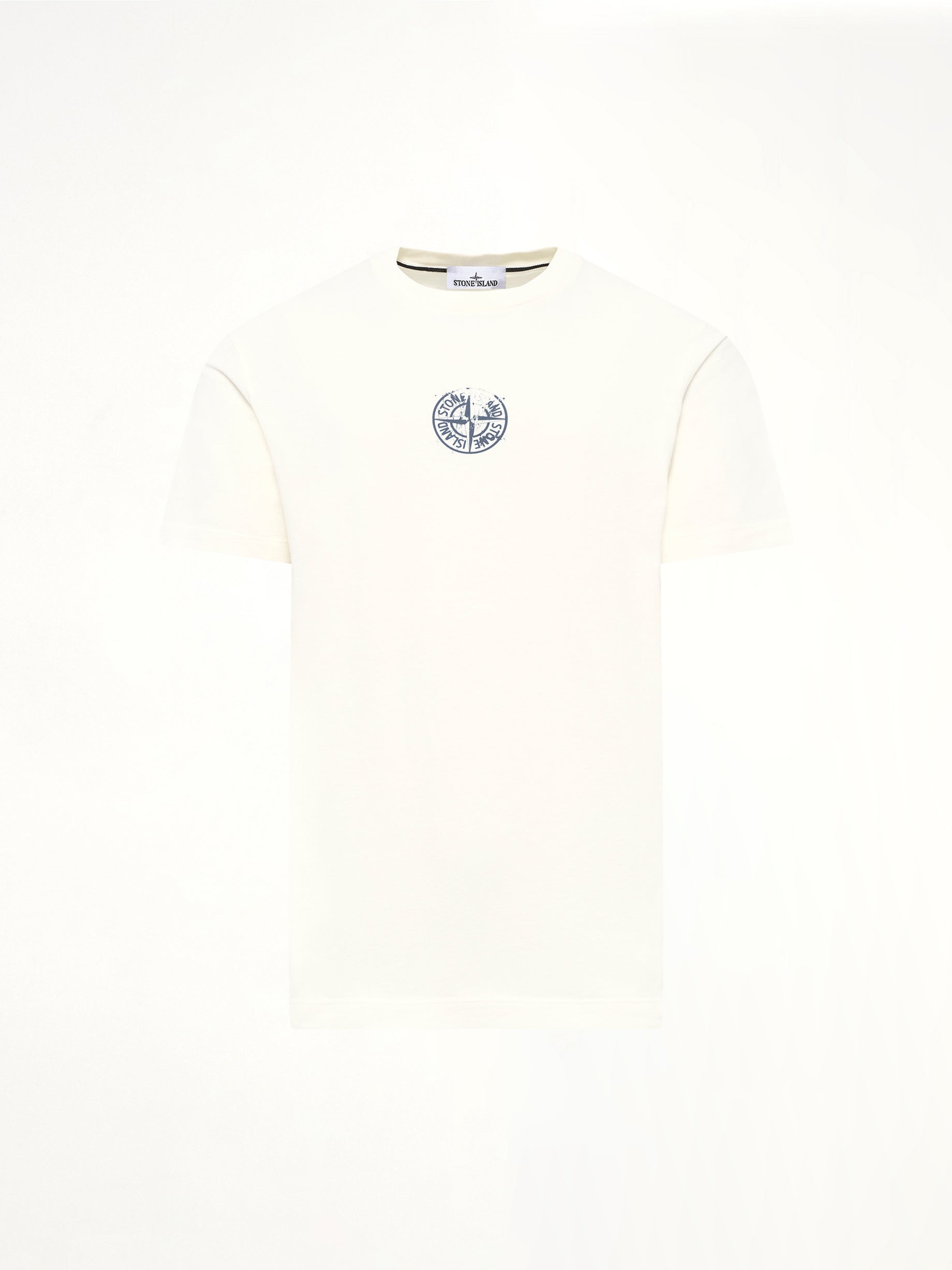 2100001 Cotton Compass Print T-Shirt in Ivory